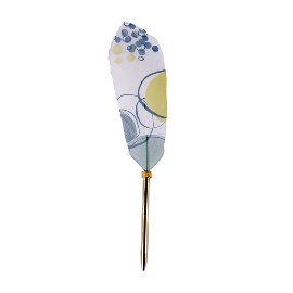 Feather pen circles dots blue green white