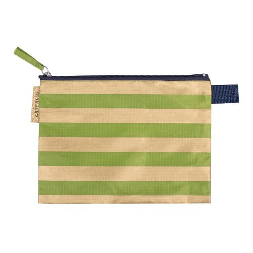 Cosmetic bag stripes green gold