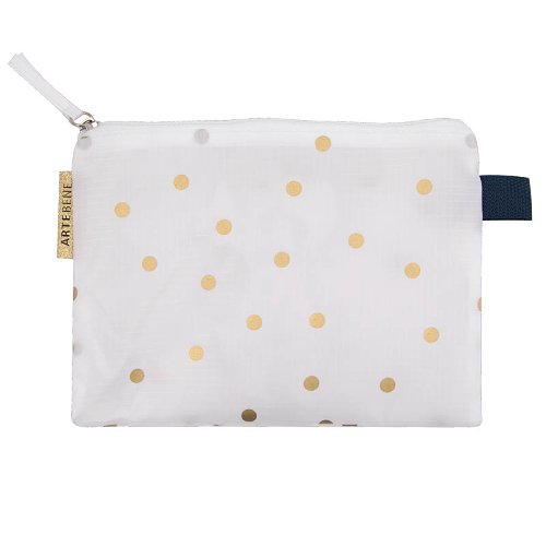 Cosmetic bag dots white gold
