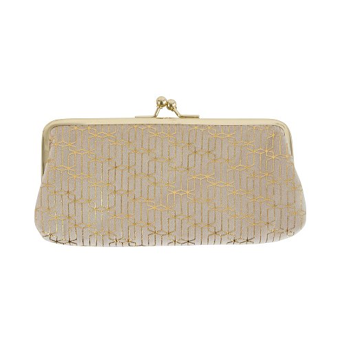 Cosmetic bag clip velvet pattern beige gold