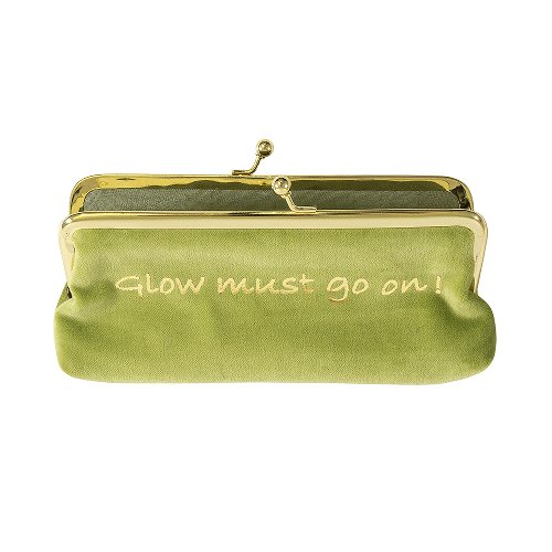 Cosmetic bag clip velvet glow green