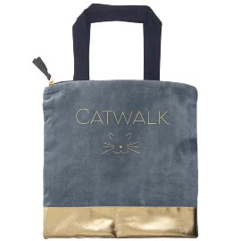 Minibag Catwalk Samt Katze Blau Gold