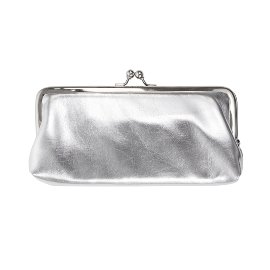 Cosmetic bag clip silver metallic