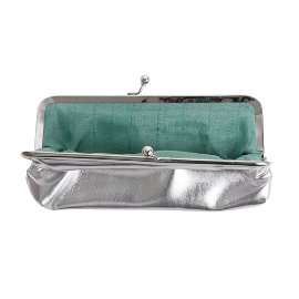 Cosmetic bag clip silver metallic
