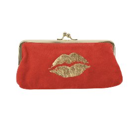Cosmetic bag clip velvet kiss warm orange