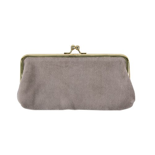 Cosmetic bag clip velvet hearts taupe