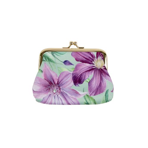 Coin pouch clip clematis violet pink