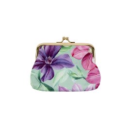 Coin pouch clip clematis violet pink