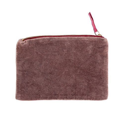 Cosmetic bag velvet sequins peace choc taupe