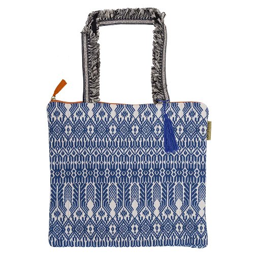 MAJOIE shopper bag woven blue white