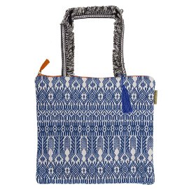 MAJOIE shopper bag woven blue white