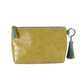 MAJOIE cosmetic bag stand up maxi croc olive