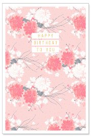Geburtstagskarte Chrysanthemen Spruch Happy Birthday