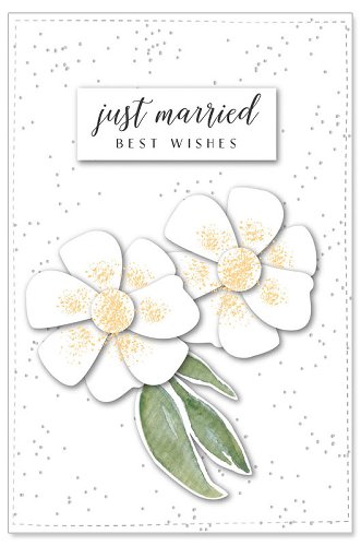 Hochzeitskarte Just Married Blumen 3D
