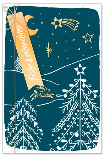 Weihnachtskarte Sternenhimmel Schleife