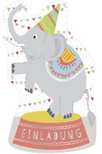 Einladungskarte 6er Set Zirkuselefant