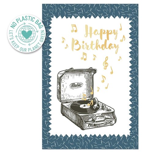 Geburtstagskarte Plattenspieler Spruch Happy Birthday