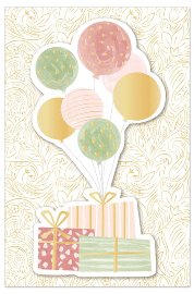 Geburtstagskarte Geschenke Luftballons 3D
