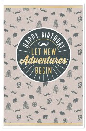 Birthday card icons Let new adventures begin