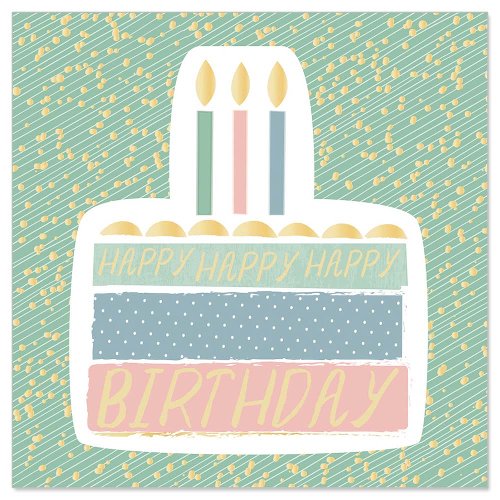 Minikarte Torte 3D Happy Birthday