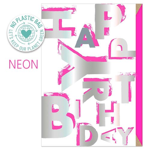 Geburtstagskarte Neon Spruch Happy Birthday