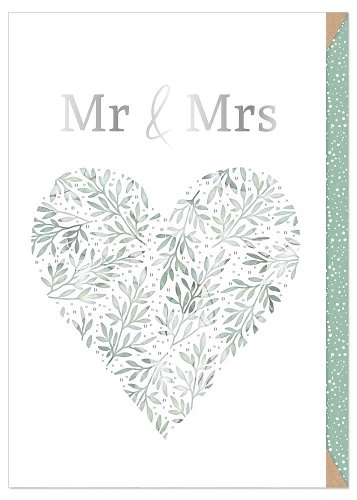 Wedding card greenery Mr & Mrs