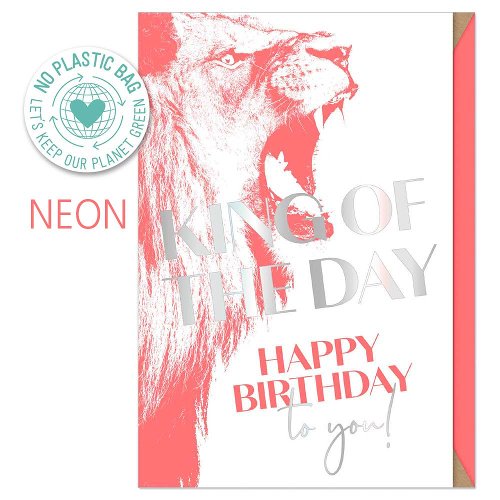 Birthday card neon lion