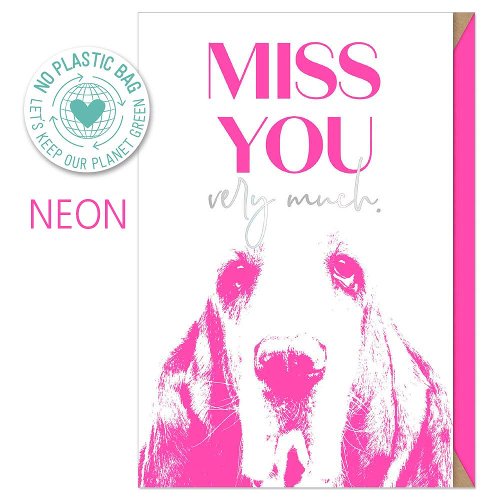 Grußkarte Neon Hund Miss You