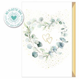 Wedding card eucalyptus heart