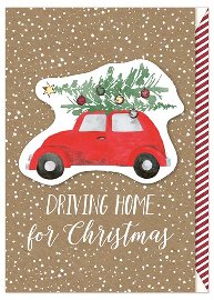Christmas card driving home for christmas