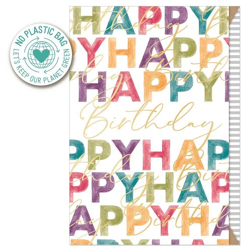 Birthday card happy birthday typo multicolour