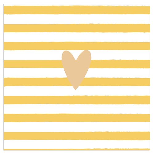 Napkin heart stripes yellow