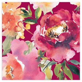 Napkin watercolour roses berry