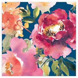 Napkin watercolour roses indigo