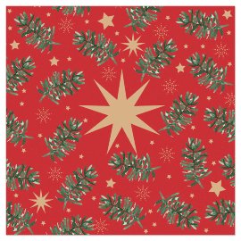 Napkin christmas fir branches star red