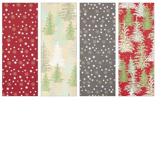 Wrapping paper set 4 rolls xmas stars trees