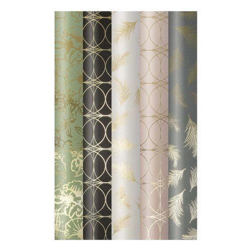 Wrapping paper set 5 rolls Finest flowers feathers