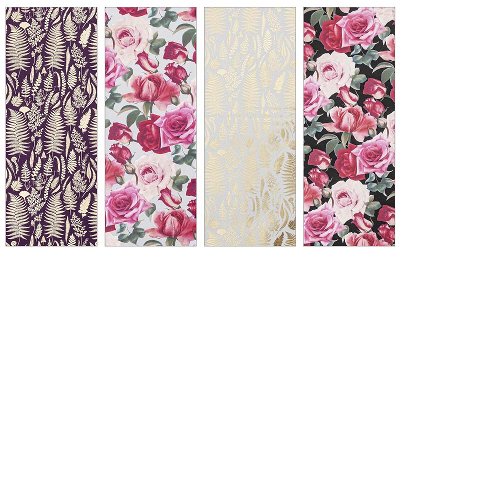 Wrapping paper set 4 rolls flowers roses ferns