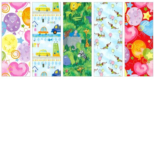 Wrapping paper set 5 rolls kids birthday