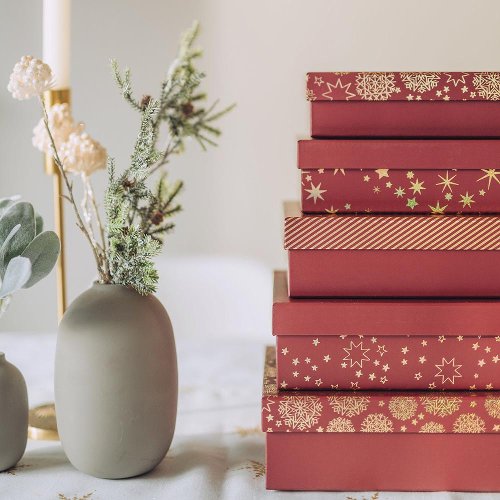 Gift boxes Christmas 8 pcs. set burgundy