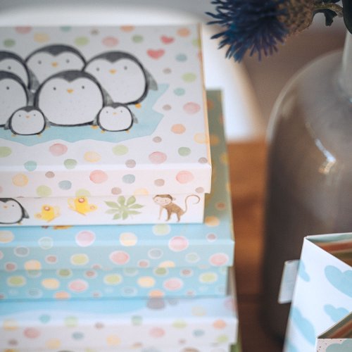 Geschenkboxen 8er Set Baby Tierfamilien