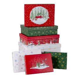 Gift boxes 8 pcs. Set christmas red, green, white