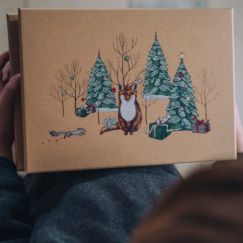 Geschenkboxen 8er Set ORGANICS Weihnachten Waldtiere