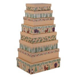 Gift boxes 8 pcs. Set ORGANICS christmas forest animals