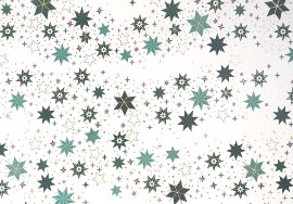 Wrapping paper Christmas stars white green