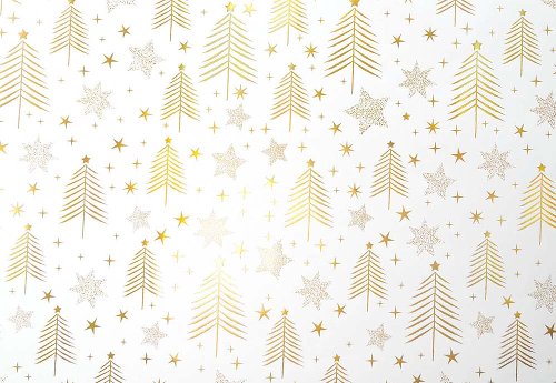 Geschenkpapier Weihnachten Tannenbäume Weiß