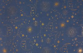Wrapping paper christmas moon stars gold blue