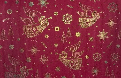 Geschenkpapier Weihnachten Engel Gold Rot