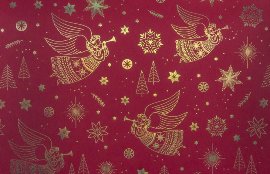 Wrapping paper christmas angel gold red