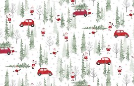 Wrapping paper christmas cars trees